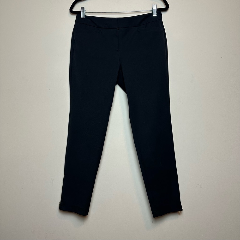 NEW YORK AND CO. Black Casual Cropped Gold Zipper Pants